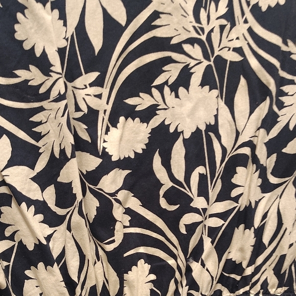 Old Navy Waist-Defined Midi Shirt Dress Navy Blue White Floral L - Picture 10 of 10